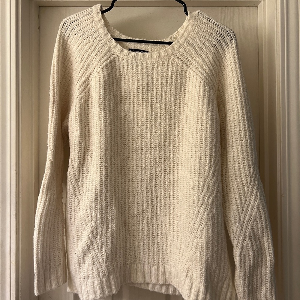 American Eagle Outfitters Cream Crew Neck Sweater